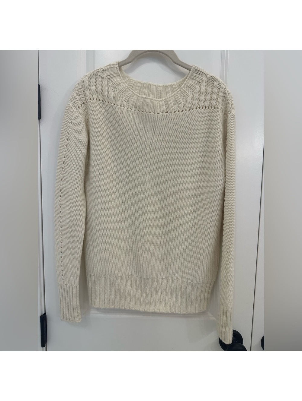 GAP Pointelle Knit Crewneck Sweater Organic White XS NWT